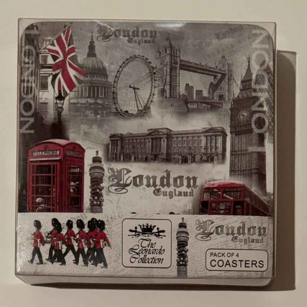 London England Coasters Set of 4 Souvenir The Leonardo Collection
